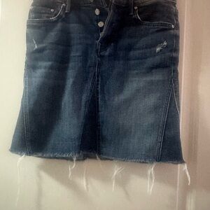 MOTHER Denim Skirt with Frayed Edge